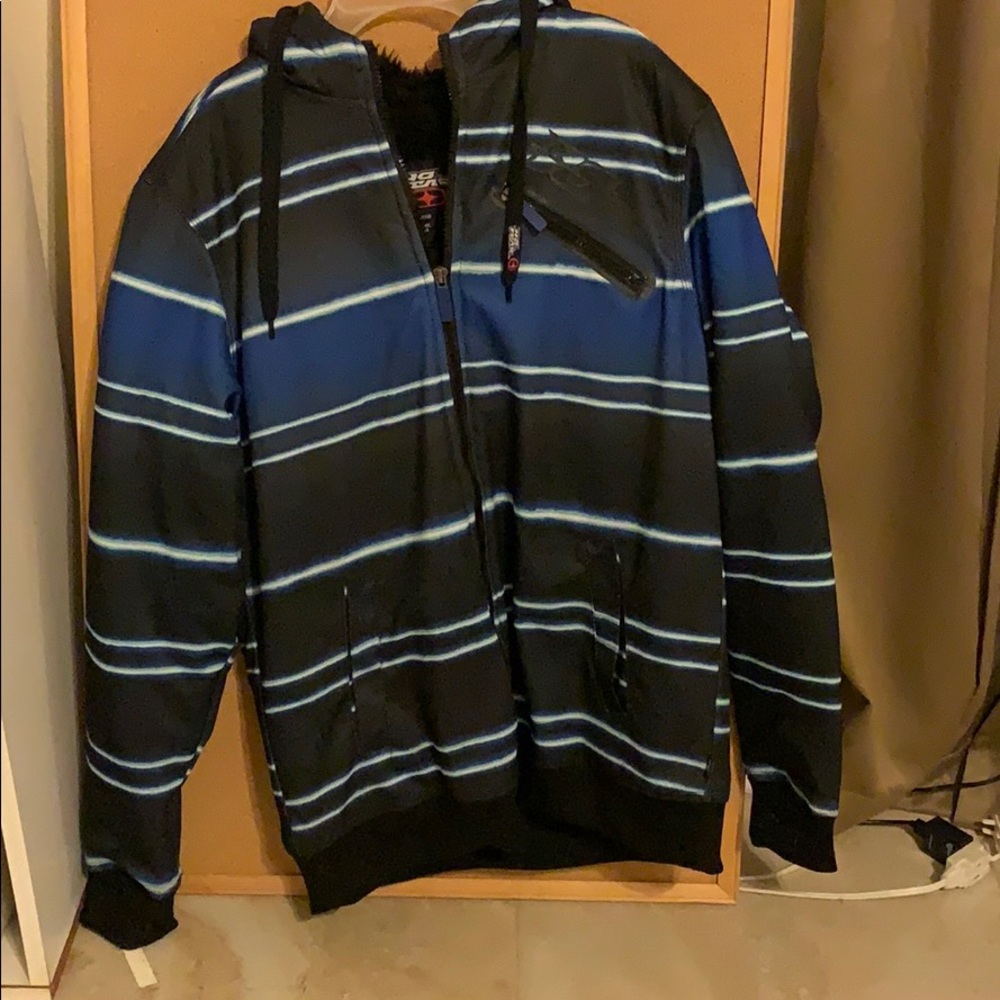 Blue and black striped lines no fear jacket